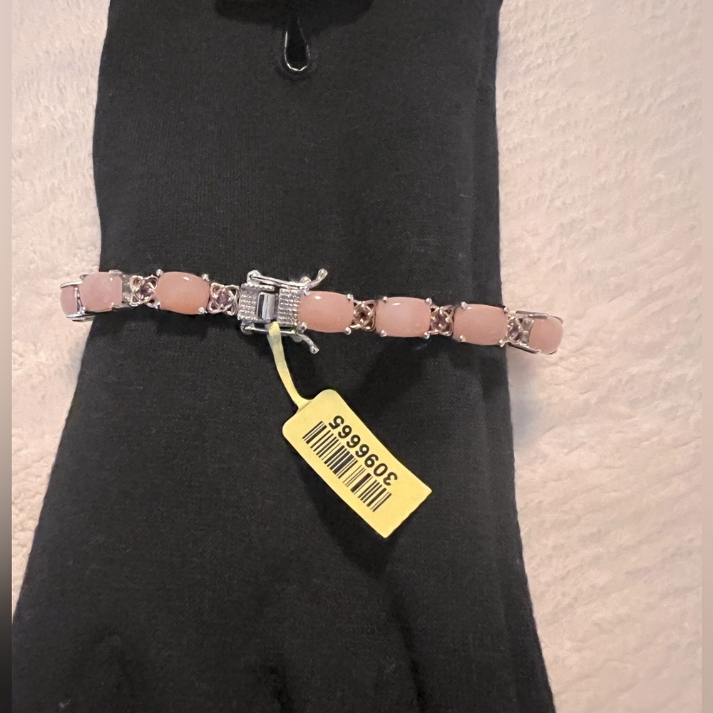 Chuck Clemency STS Pink Opal Gold n Sterling Silver Peruvian Bracelet